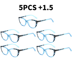 5pcs Spring Hinge Cat Eye Frame Reading Glasses For Men And Women