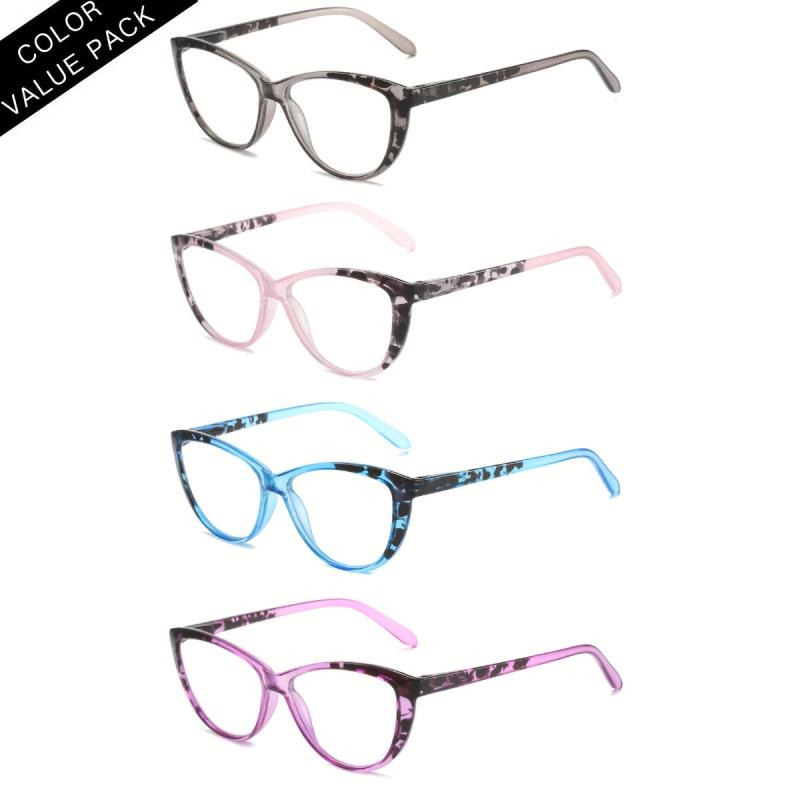 5pcs Spring Hinge Cat Eye Frame Reading Glasses For Men And Women