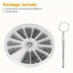 1200pcs Glasses Repair Tool Set Small Screws Nuts Kit M1 M1 2 M1 4 M1 6