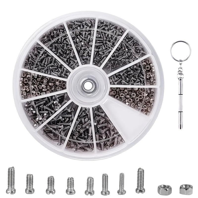 1200pcs Glasses Repair Tool Set Small Screws Nuts Kit M1 M1 2 M1 4 M1 6