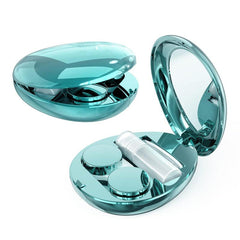 Compact Durable Rose Lens Case Kit w/ Mirror Solution Bottle Tweezers