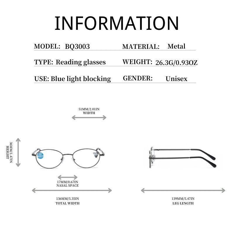 Metal Round Frame Light Blocking Lens Reading Glasses
