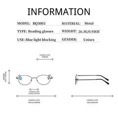 Metal Round Frame Light Blocking Lens Reading Glasses