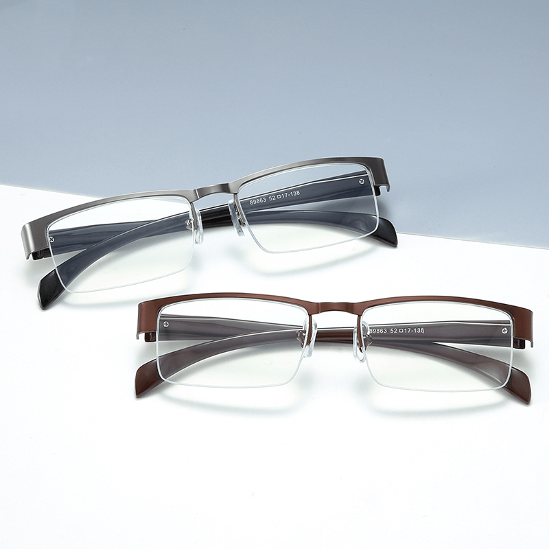 Metal Frame Squared Lens Spring Hinges Presbyopia Corrective Reading Glasses