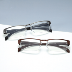 Metal Frame Squared Lens Spring Hinges Presbyopia Corrective Reading Glasses