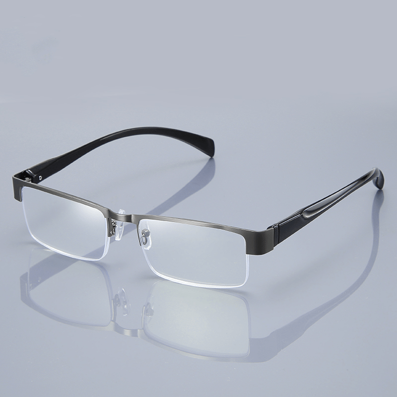 Metal Frame Squared Lens Spring Hinges Presbyopia Corrective Reading Glasses