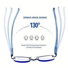 Block Reading Glasses Metal Frame Reader Glasses Spring Hinges