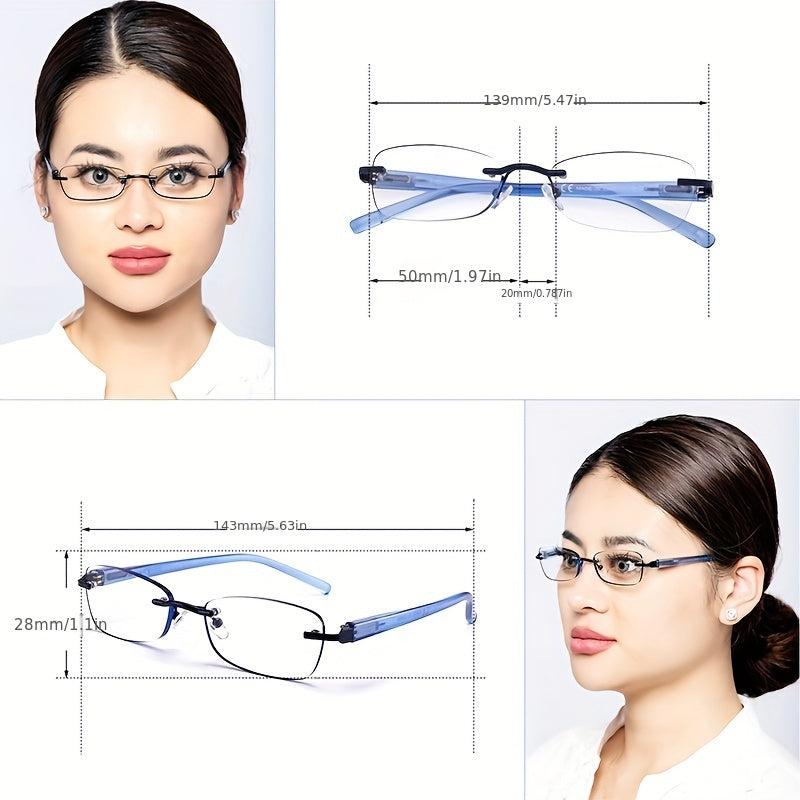 Block Reading Glasses Metal Frame Reader Glasses Spring Hinges