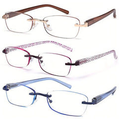 Block Reading Glasses Metal Frame Reader Glasses Spring Hinges