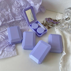 Purple Textured Portable Glasses Case Women Round Lens Case