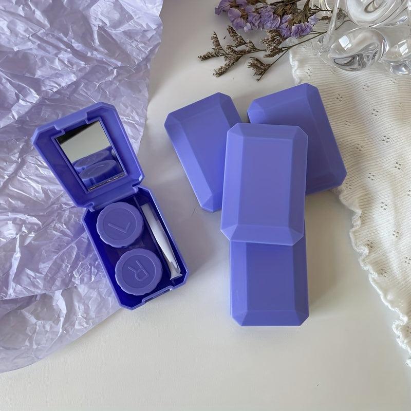 Purple Textured Portable Glasses Case Women Round Lens Case