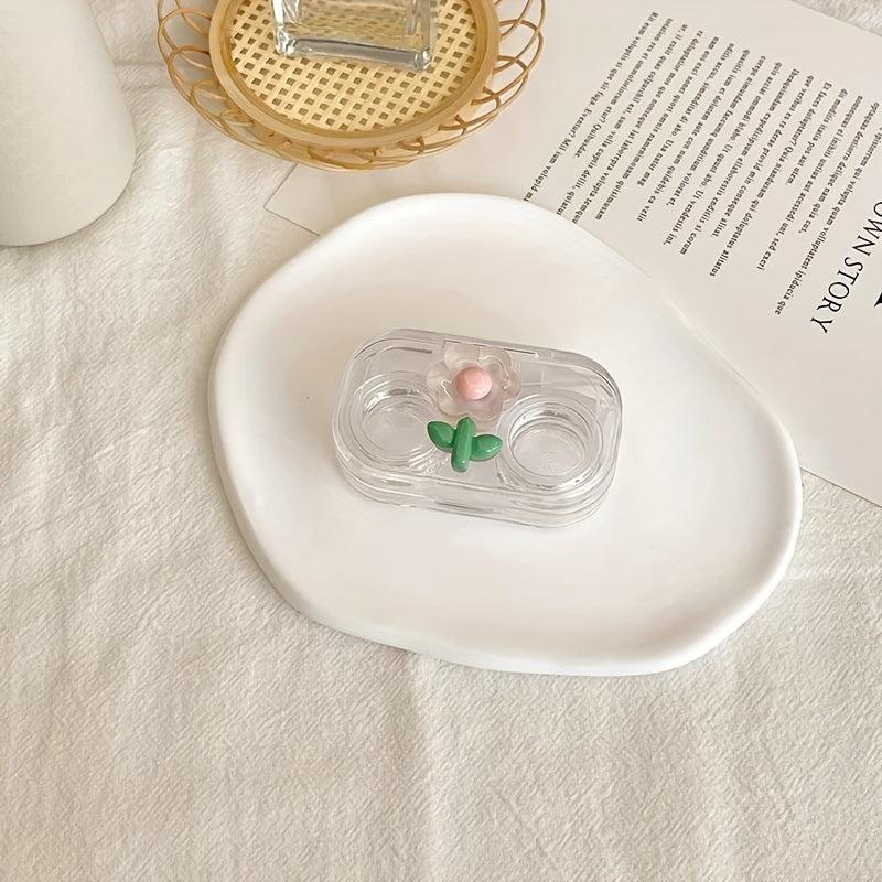 Portable Transparent Mini Lens Case Set with Mirror
