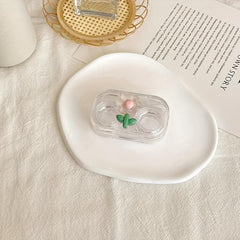 Portable Transparent Mini Lens Case Set with Mirror