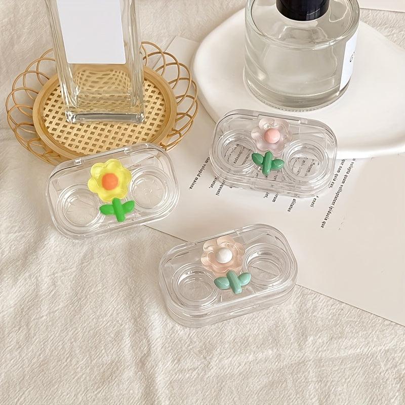 Portable Transparent Mini Lens Case Set with Mirror