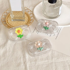 Portable Transparent Mini Lens Case Set with Mirror