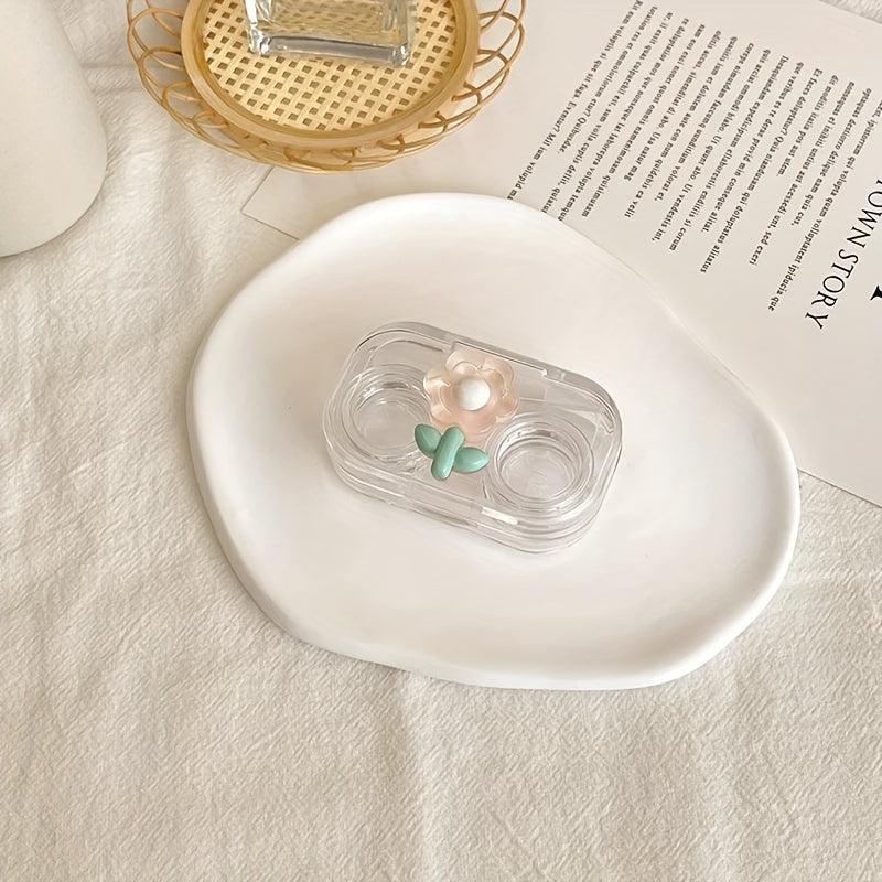 Portable Transparent Mini Lens Case Set with Mirror