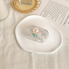 Portable Transparent Mini Lens Case Set with Mirror