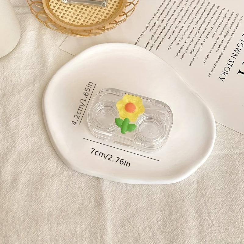 Portable Transparent Mini Lens Case Set with Mirror