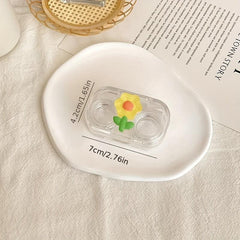 Portable Transparent Mini Lens Case Set with Mirror