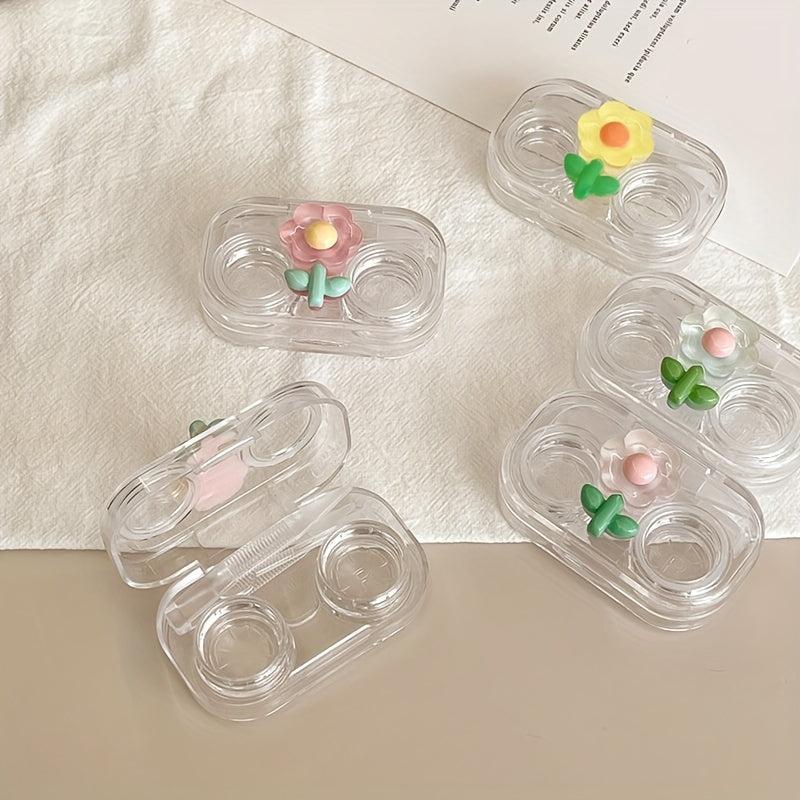 Portable Transparent Mini Lens Case Set with Mirror
