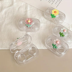 Portable Transparent Mini Lens Case Set with Mirror
