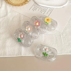 Portable Transparent Mini Lens Case Set with Mirror