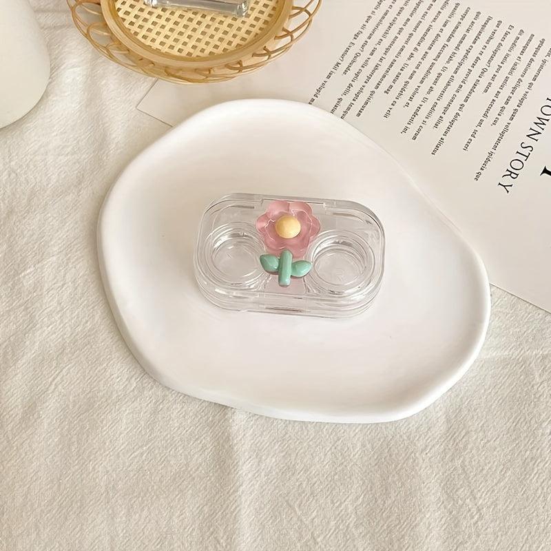 Portable Transparent Mini Lens Case Set with Mirror