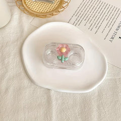 Portable Transparent Mini Lens Case Set with Mirror