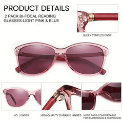 Retro Bifocal Reading Sunglasses For Women UV400 Protection