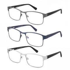 3Pack Metal Reading Glasses w/Spring Hinges for Men - Funky Style