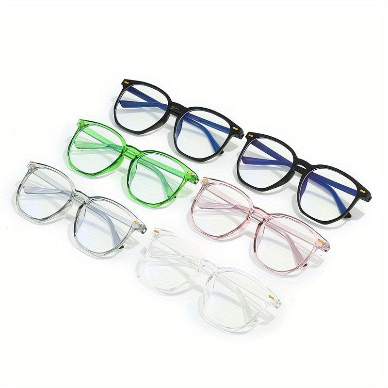 Over Sized Frame Light Blocking PC Temples Colorful Unisex Eyeglasses