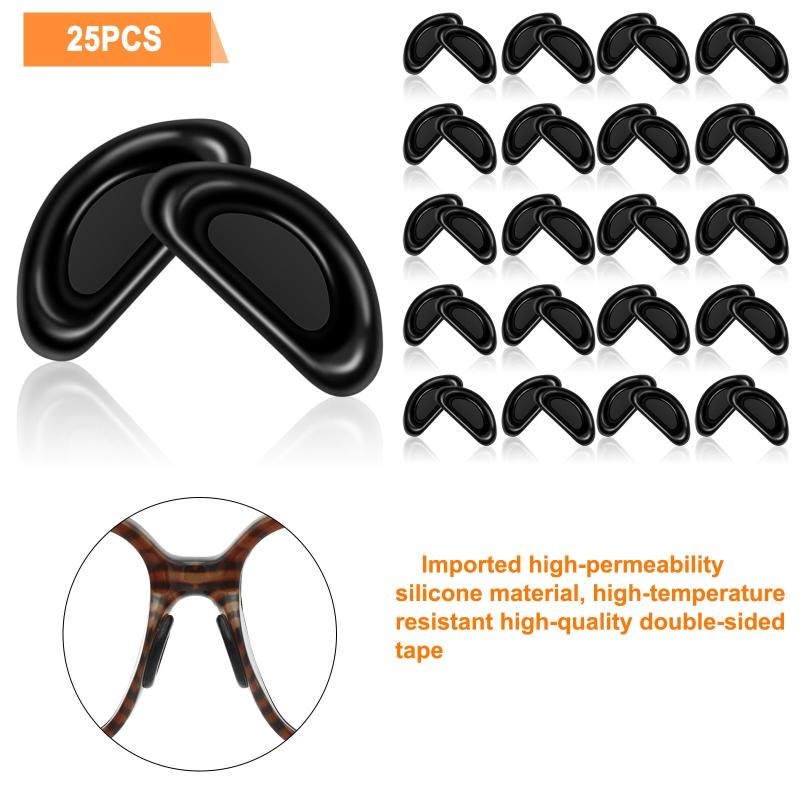 25 Pairs Silicone Eyeglasses Nosepads Soft Adhesive Anti-slip Glasses Pads