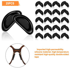 25 Pairs Silicone Eyeglasses Nosepads Soft Adhesive Anti-slip Glasses Pads