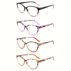 4Pack Pattern Print Cat Eye Reading Glasses Ladies Computer Readers