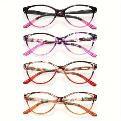 4Pack Pattern Print Cat Eye Reading Glasses Ladies Computer Readers