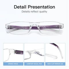 Purple Reading Glasses Light Blocking Glasses Men Women Rectangle Eyewear