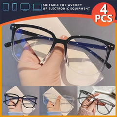4pcs Light Blocking Glasses Women Square Frame TV Computer Funky Eyeglasses