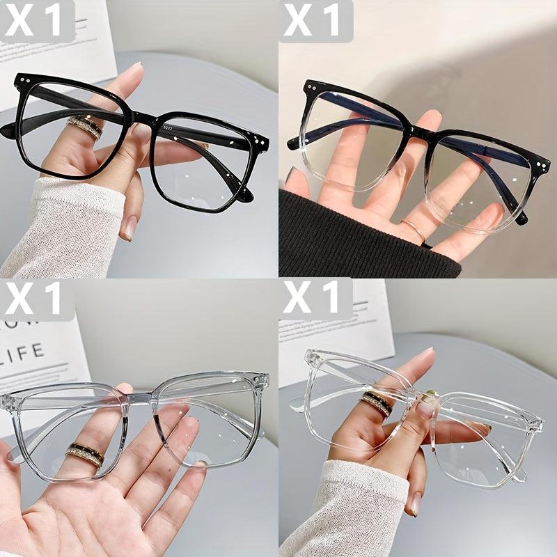 4pcs Light Blocking Glasses Women Square Frame TV Computer Funky Eyeglasses