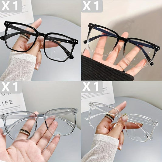 4pcs Light Blocking Glasses Women Square Frame TV Computer Funky Eyeglasses