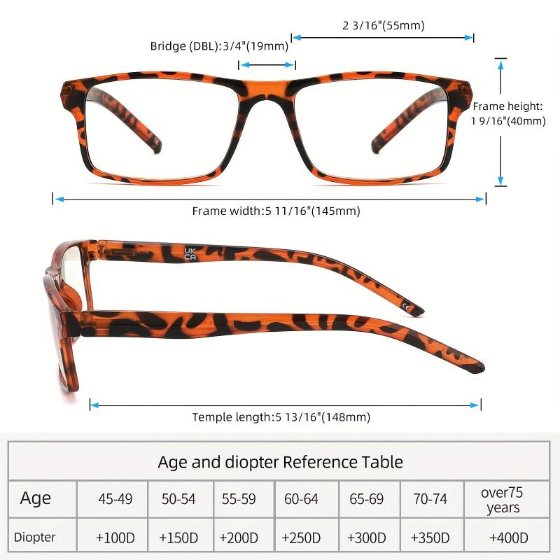 Light Blocking Reading Glasses Square Frames Spring Hinges Computer Readers