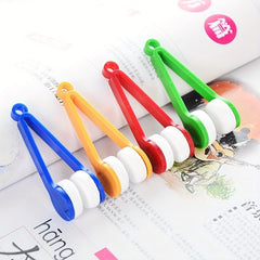 Glasses Cleaning Brush Clip Eyeglass Cleaner Tool Portable Mirror Cloth