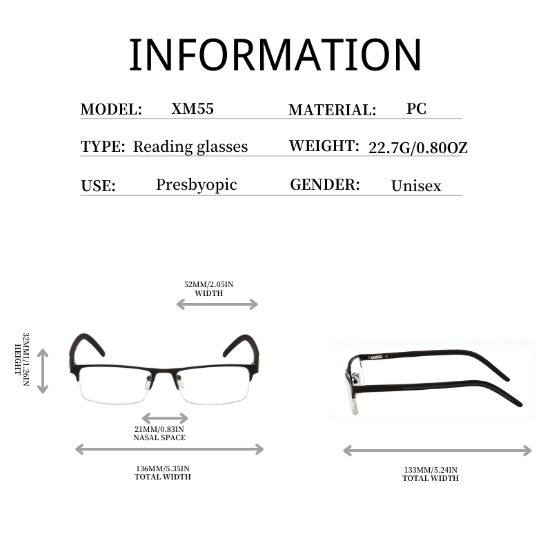 Rectangle Frame Spring Hinge Reading Glasses for Men Women