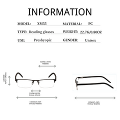 Rectangle Frame Spring Hinge Reading Glasses for Men Women