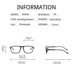 Colorful Squared Frame Reading Glasses Presbyopia Unisex Men Women 1.0-4.0 Power