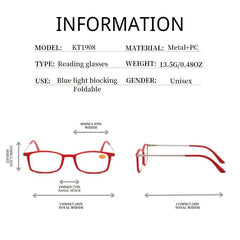 Metal Frame Reading Glasses + Case Sticker Presbyopia Men Women 1.0-3.5