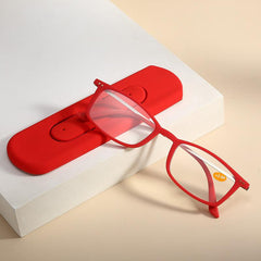 Metal Frame Reading Glasses + Case Sticker Presbyopia Men Women 1.0-3.5