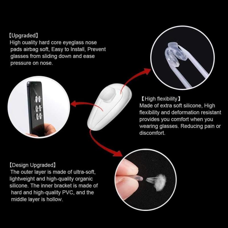 10Pairs 15mm Push in Eyeglass Nose Pads Soft Silicone Anti Slip Air Chamber