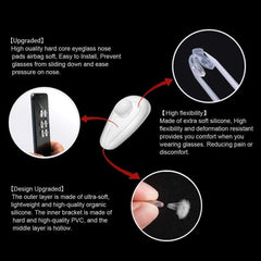 10Pairs 15mm Push in Eyeglass Nose Pads Soft Silicone Anti Slip Air Chamber