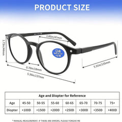 4Pack Light Blocking Reading Glasses Round Readers For Men Women