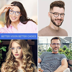 4Pack Light Blocking Reading Glasses Round Readers For Men Women